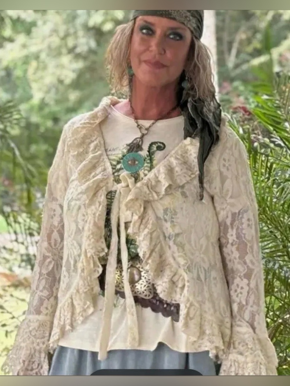 NWT Jaded Gypsy Graceful Movement Ruffle Open-Front Cardigan - S/M